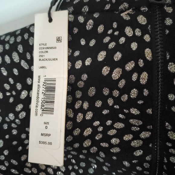 NWT ALICE + OLIVIA INKA METALLIC MOCKNECK MINI DRESS 0 - Picture 4 of 9